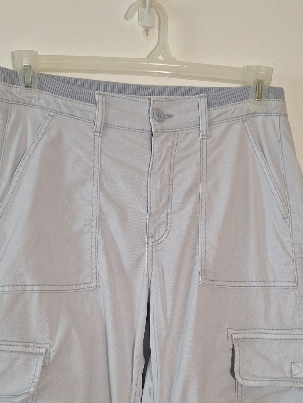 American Eagle High-Rise Baggy Wide Leg Cargo Pants Womens Sz 8 R Light Blue - Picture 2 of 11
